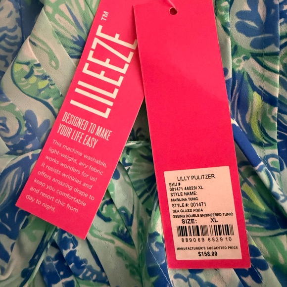 Lilly Pulitzer NWT XL Marilina Tunic in Seeing Double has Mermaids & Seahorses - Picture 2 of 5
